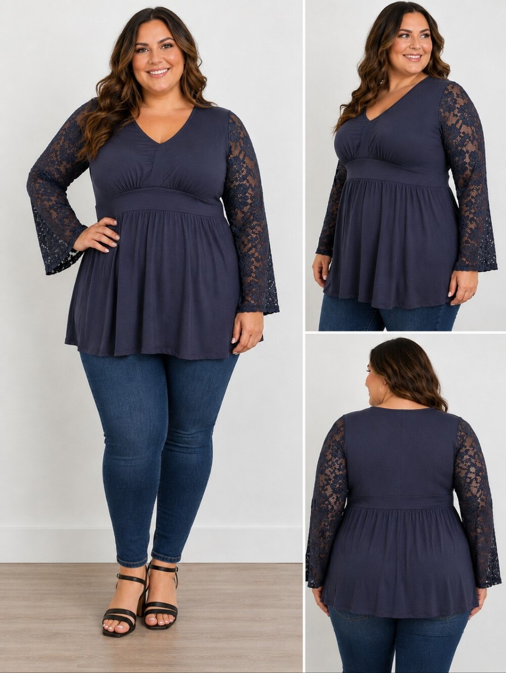 NWT Torrid Women's Babydoll Long Sleeve Floral Lace Blouse, Plus 3X Goth Work